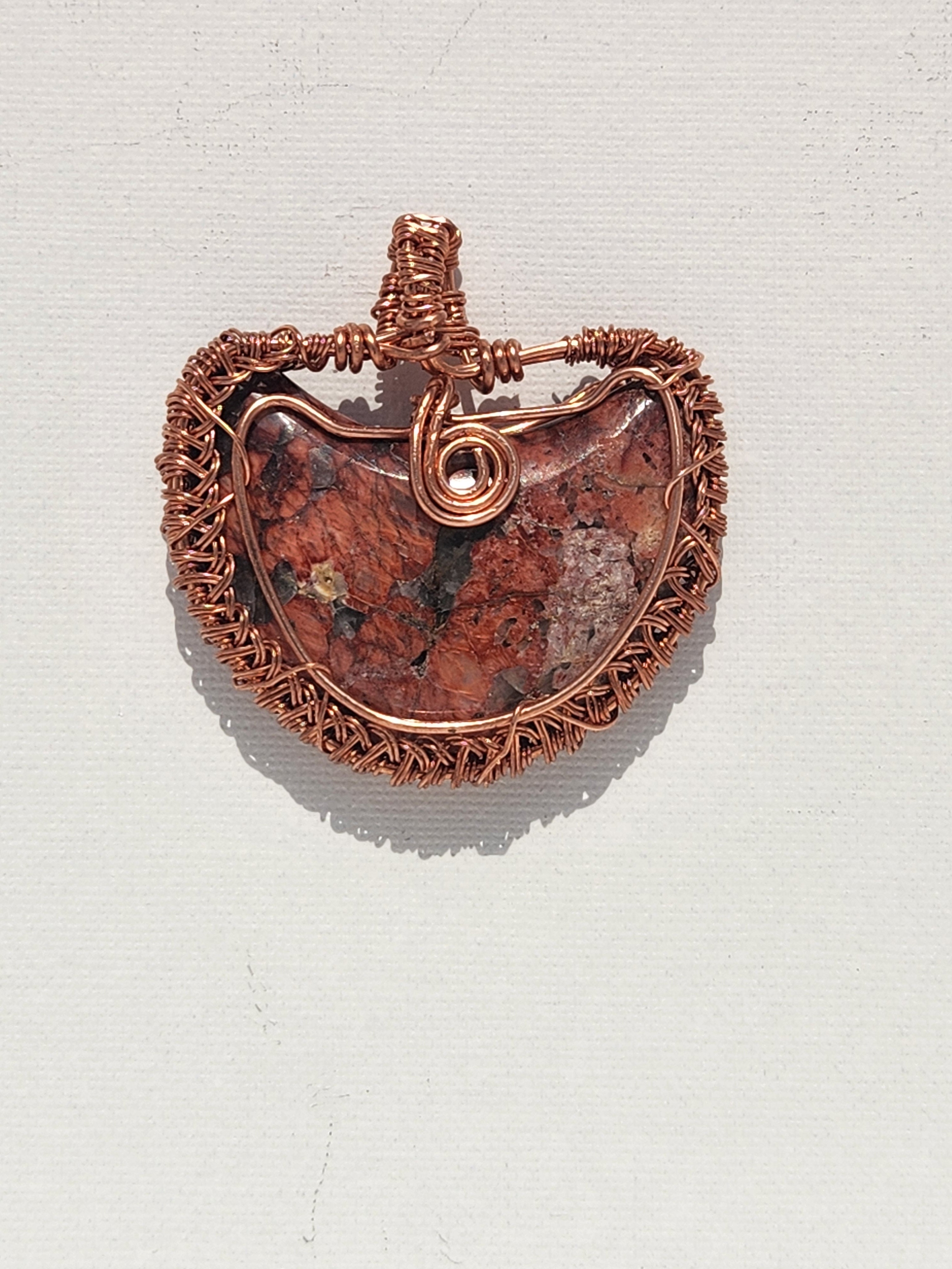 Moon Daughter - The Ember Crescent    Crescent Moon Jasper Pendant – Copper Wire Wrapped Lunar Necklace | Daughter of the Moon Collection